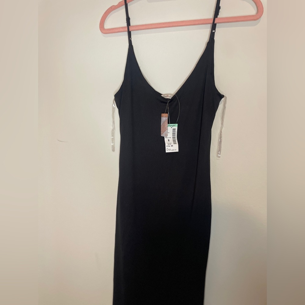 Long Black Spaghetti Strap Stretchy Dress
